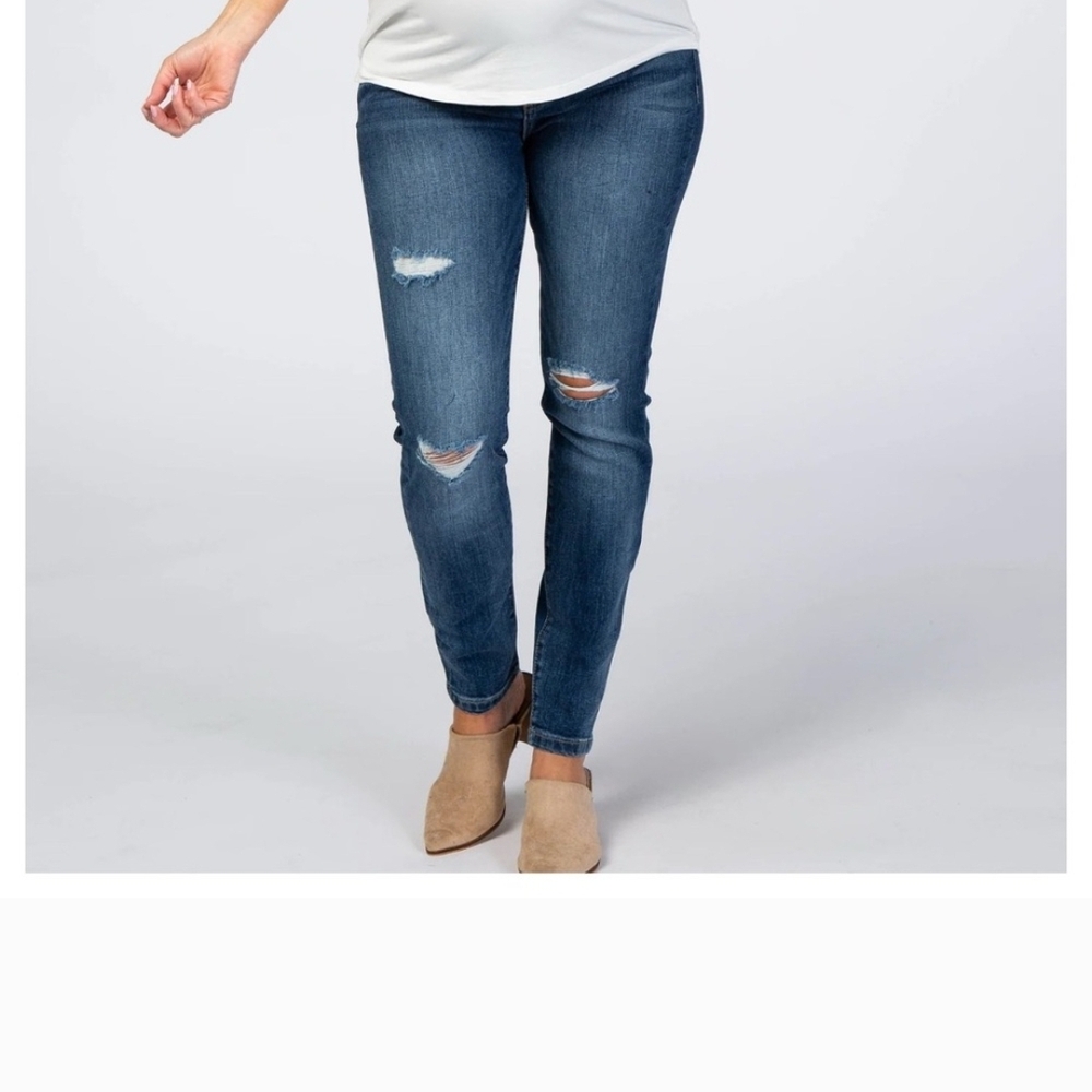 Pinkblush Maternity Ripped Blue Skinny Jeans